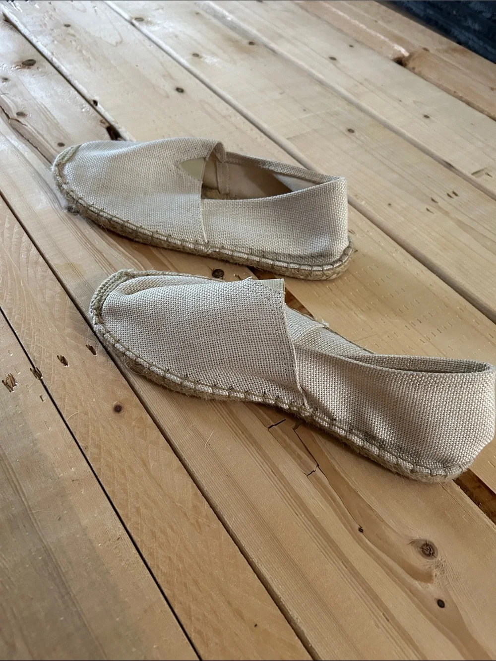 Women's Canvas Espadrille Slip-Ons in Natural Cream